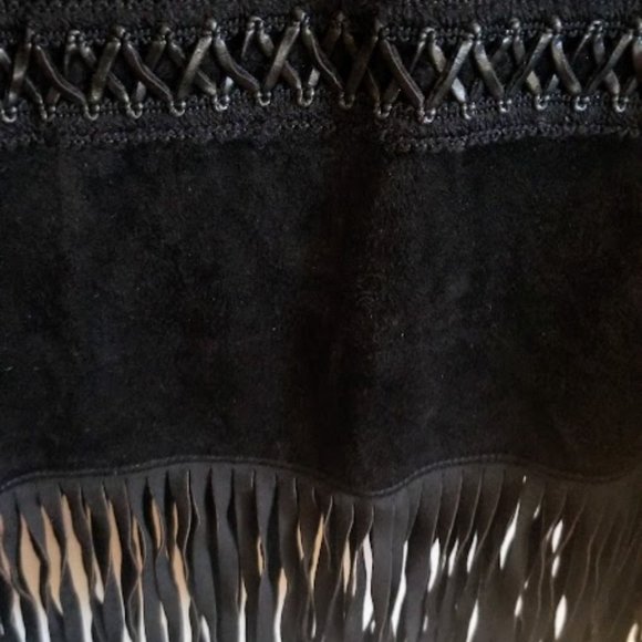NWT | Stylish | Faux Suede | Black | Fringe Bottom | Sleeveless | Size: L - Picture 13 of 16